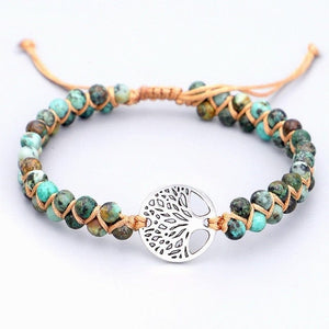 Natural Stone Yoga Wrap Tree of Life Charm Bracelets -Malas and Bracelets My Zen Temple