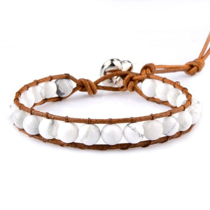 Natural Stones Beaded Leather Cord Heart Bracelet -Malas and Bracelets My Zen Temple