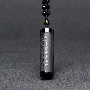 Obsidian Engraved Sutra Necklace -Necklaces My Zen Temple