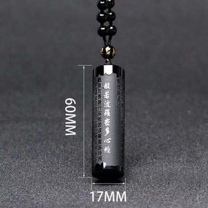 Obsidian Engraved Sutra Necklace -Necklaces My Zen Temple