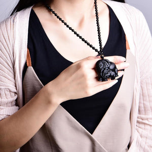 Obsidian "Motherly Elephant" Necklace -Necklaces My Zen Temple