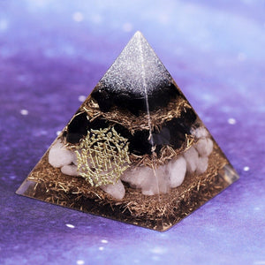 Obsidian & White Crystal Orgonite Pyramid -Decoration Objects My Zen Temple