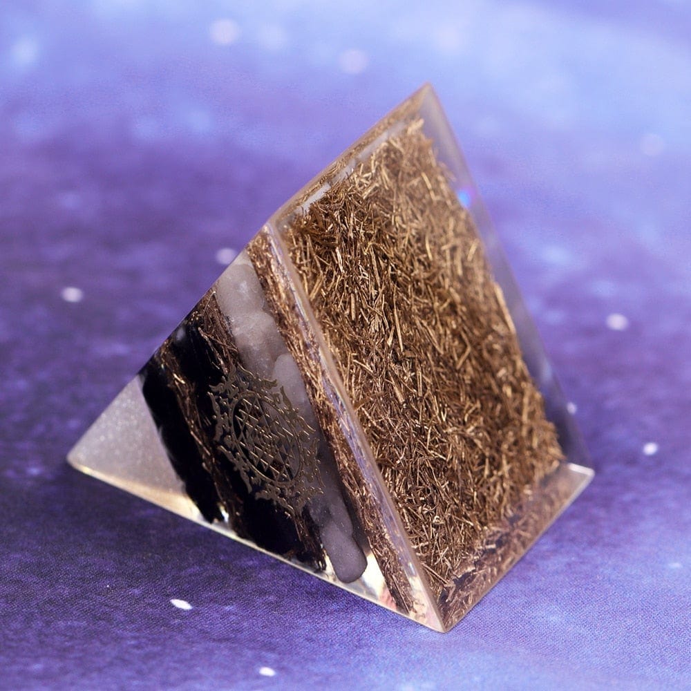 Obsidian & White Crystal Orgonite Pyramid -Decoration Objects My Zen Temple