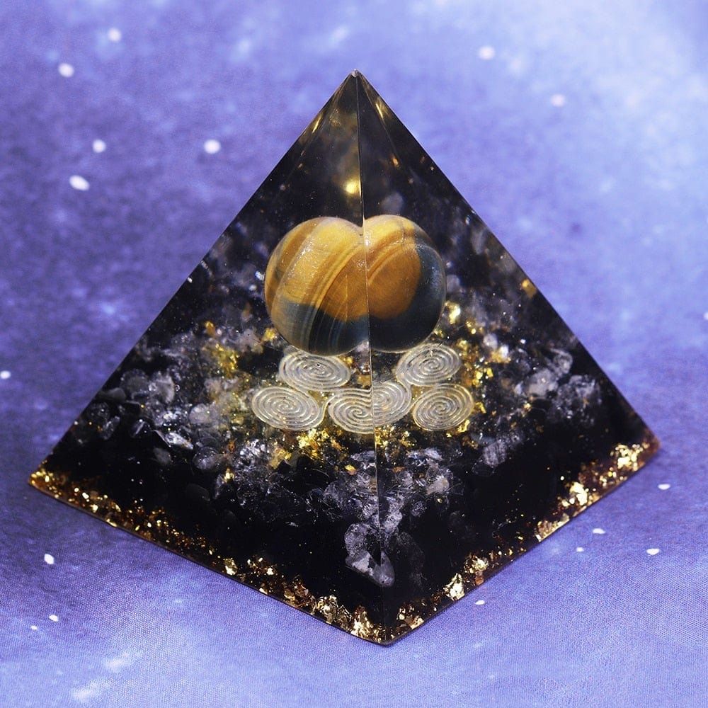 Obsidian Orgonite Pyramid – EMF Protection & Grounding