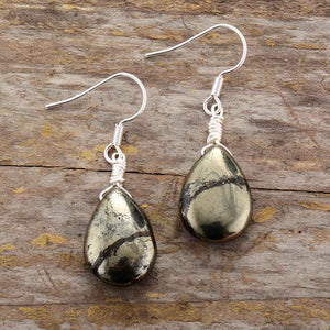 Pyrite Teardrop Earrings – Abundance - My Zen Temple