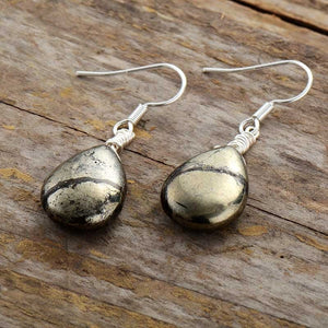 Pyrite Teardrop Earrings – Abundance - My Zen Temple