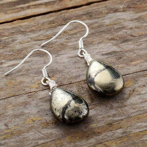 Pyrite Teardrop Earrings – Abundance - My Zen Temple