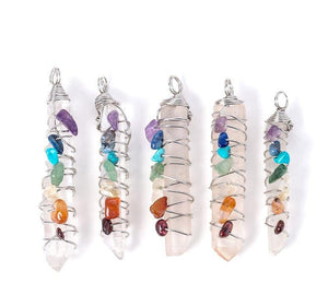 Rose Quartz & 7 Chakra Pendulum -Pendulums My Zen Temple