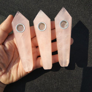 Rose Quartz Crystal Pipe -Crystal Pipes My Zen Temple