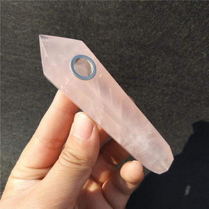 Rose Quartz Crystal Pipe -Crystal Pipes My Zen Temple