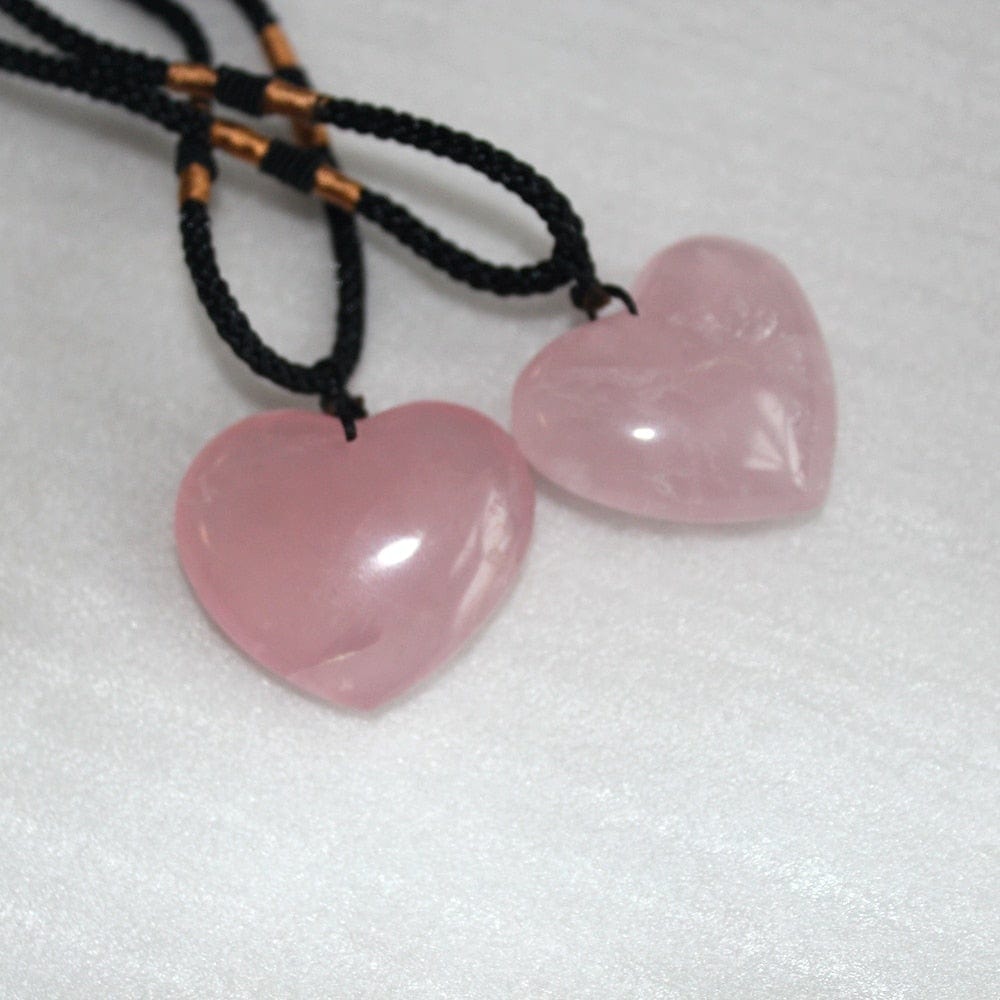 Romantic Heart-Shaped Pink Quartz Pendant Necklace Earrings Ring