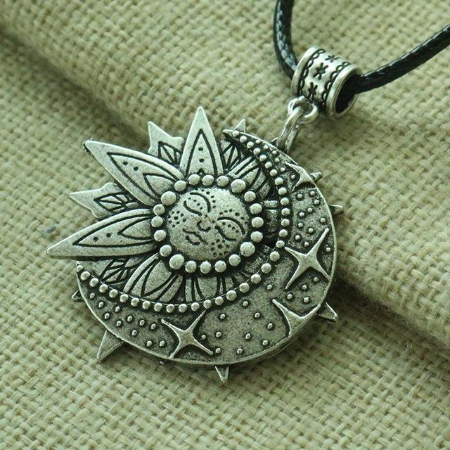 Bohemian Style Vintage Pendant Sun Moon Necklace Female - Temu