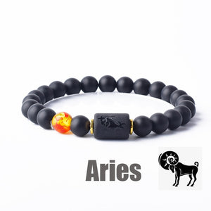 Black Agate Zodiac Bracelet – Protection