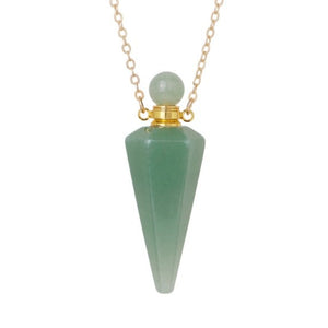 Natural Stone Cone Perfume Bottle Necklace