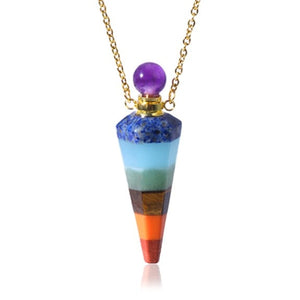 Natural Stone Cone Perfume Bottle Necklace