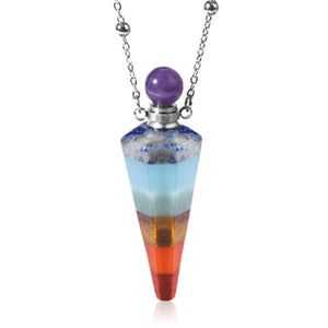 Natural Stone Cone Perfume Bottle Necklace