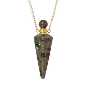 Natural Stone Cone Perfume Bottle Necklace