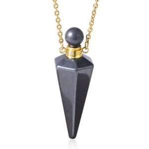 Natural Stone Cone Perfume Bottle Necklace