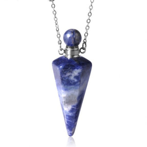 Natural Stone Cone Perfume Bottle Necklace