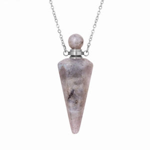 Natural Stone Cone Perfume Bottle Necklace