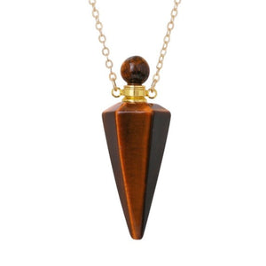 Natural Stone Cone Perfume Bottle Necklace