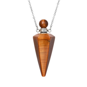 Natural Stone Cone Perfume Bottle Necklace