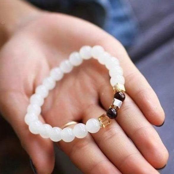 White Chalcedony Beads Bracelet -Malas and Bracelets My Zen Temple