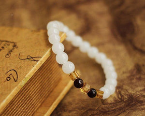 White Chalcedony Beads Bracelet -Malas and Bracelets My Zen Temple
