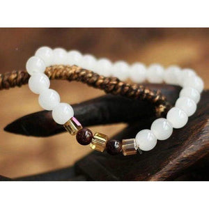 White Chalcedony Beads Bracelet -Malas and Bracelets My Zen Temple