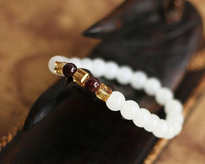 White Chalcedony Beads Bracelet -Malas and Bracelets My Zen Temple