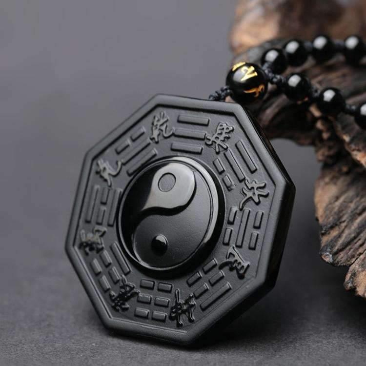 Obsidian yin yang on sale necklace